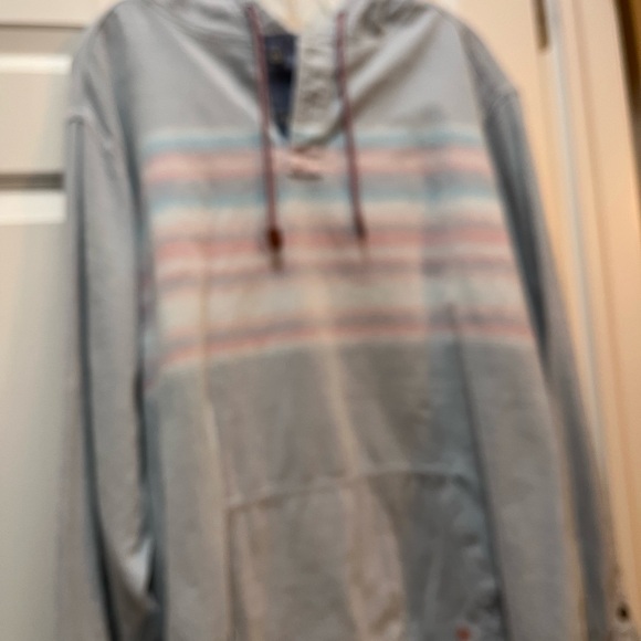 Tommy Bahama Other - Tommy Bahama Light Blue Hooded Pullover with Pastel Stripes